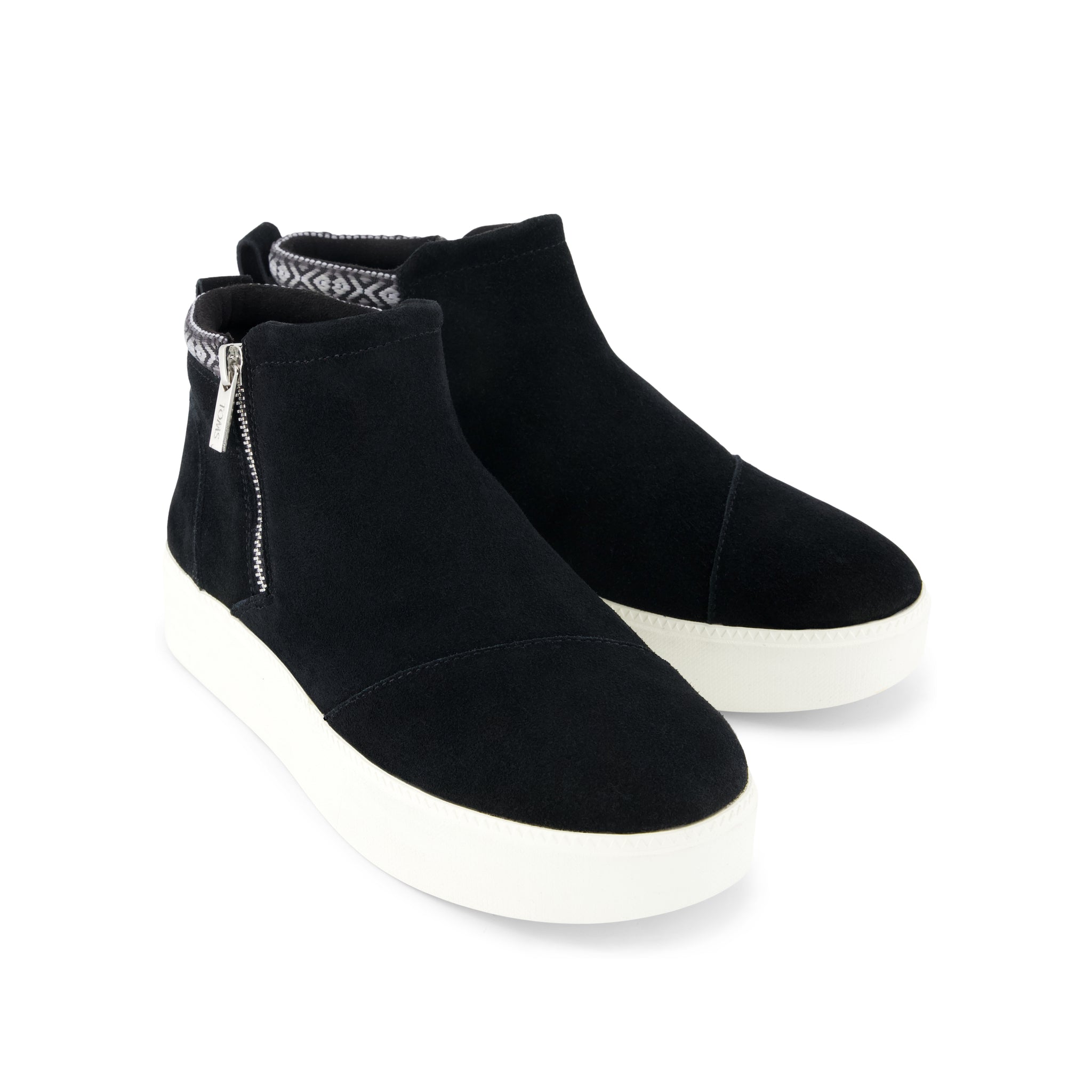 Womens Percy Mid Platform Sneaker Water Resistant Black Suede - Image 3