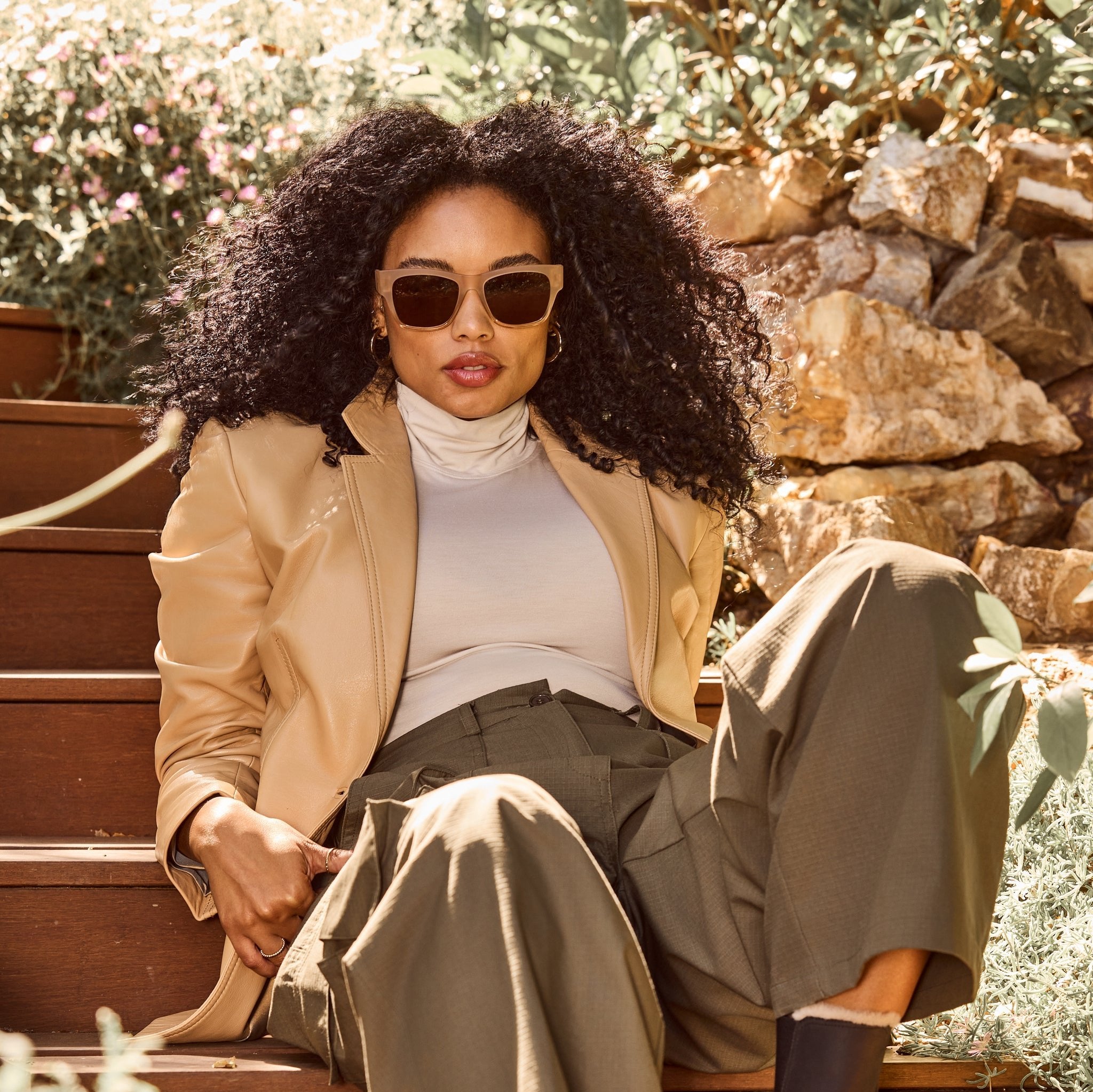 Natasha Oatmilk Latte Handcrafted Sunglasses - Image 3