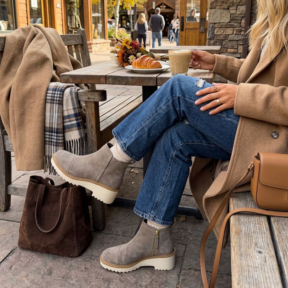 Womens Maude Wedge Boot Canteen Suede - Image 2